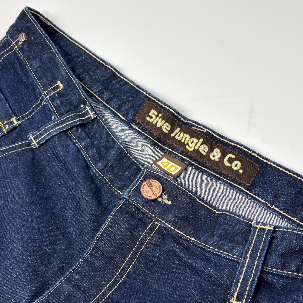 Five Jungle & Co Denim Shorts Mens 40 Baggy Dark Wash Y2K Skater Hip Hop Cotton